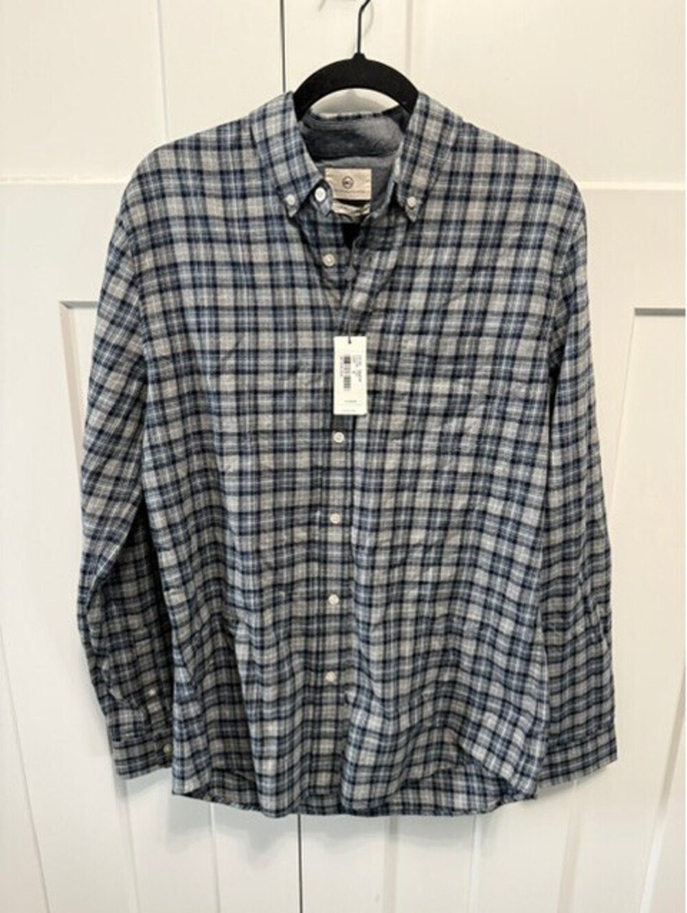 NEW AG Adriano Goldschmidt button up shirt Plaid Blue ivory Size medium-Soft!